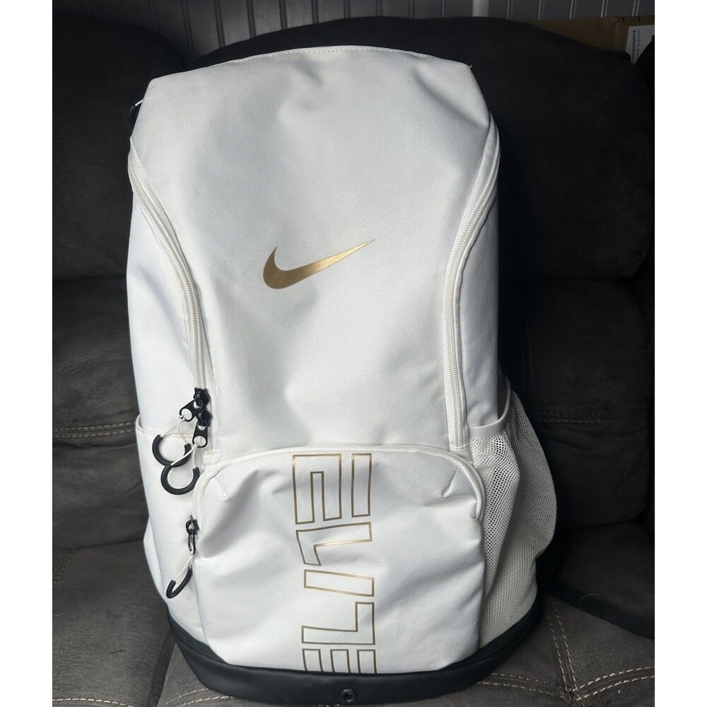 Nike Varsity Elite Backpack 32L White/Black/Metallic Gold - One Size